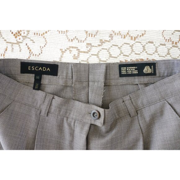 Escada Grey Lightweight Wool Pleated Trousers DE 38 US 8 - Picture 3 of 3